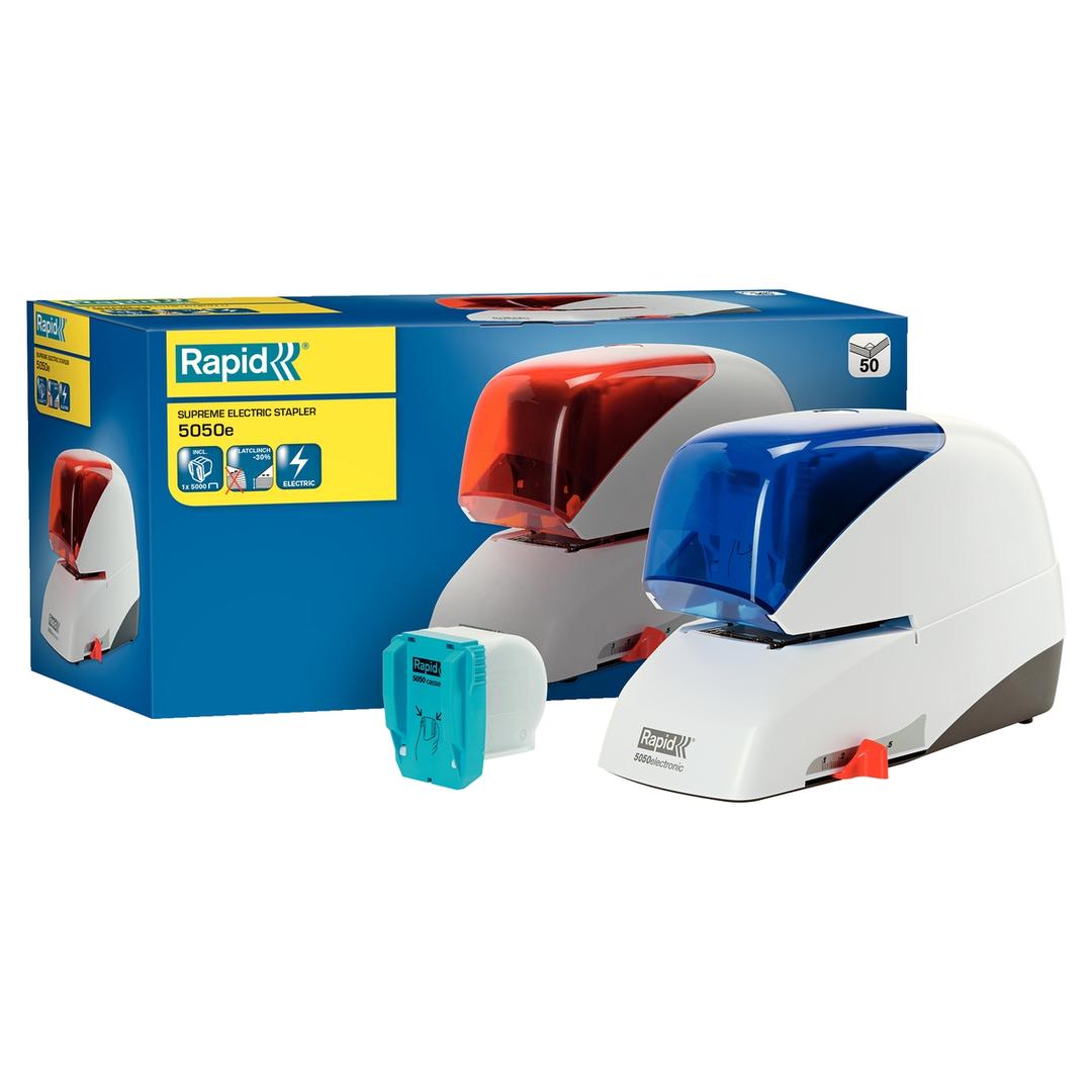 Agrafeuse électrique 5050E (blanche et bleue) RAPID — Packaging