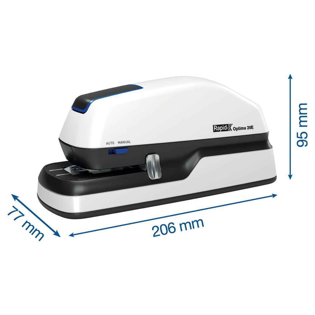Agrafeuse manuelle et électrique Optima 20 RAPID — Vue de gauche dimensions