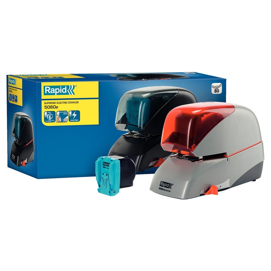Agrafeuse électrique 5080E (argent et orange) RAPID — Packaging