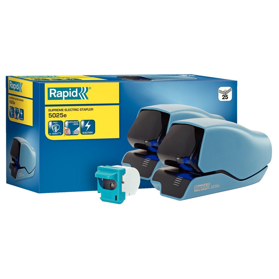 Agrafeuse électrique Supreme 5025 E (bleue) RAPID — Packaging