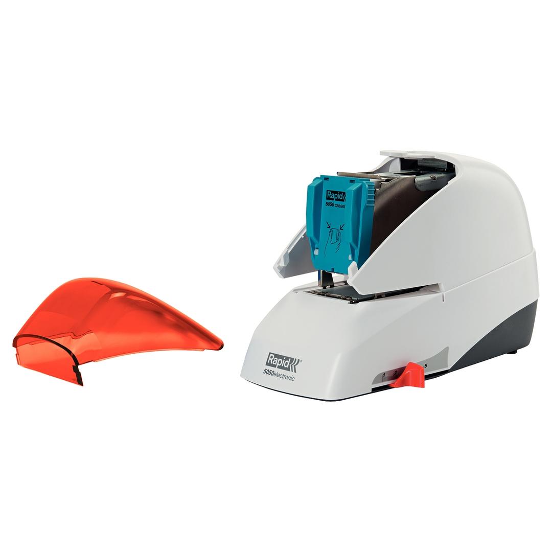 Agrafeuse électrique 5050E (argent et orange) RAPID — Changement cartouche d'agrafes bis