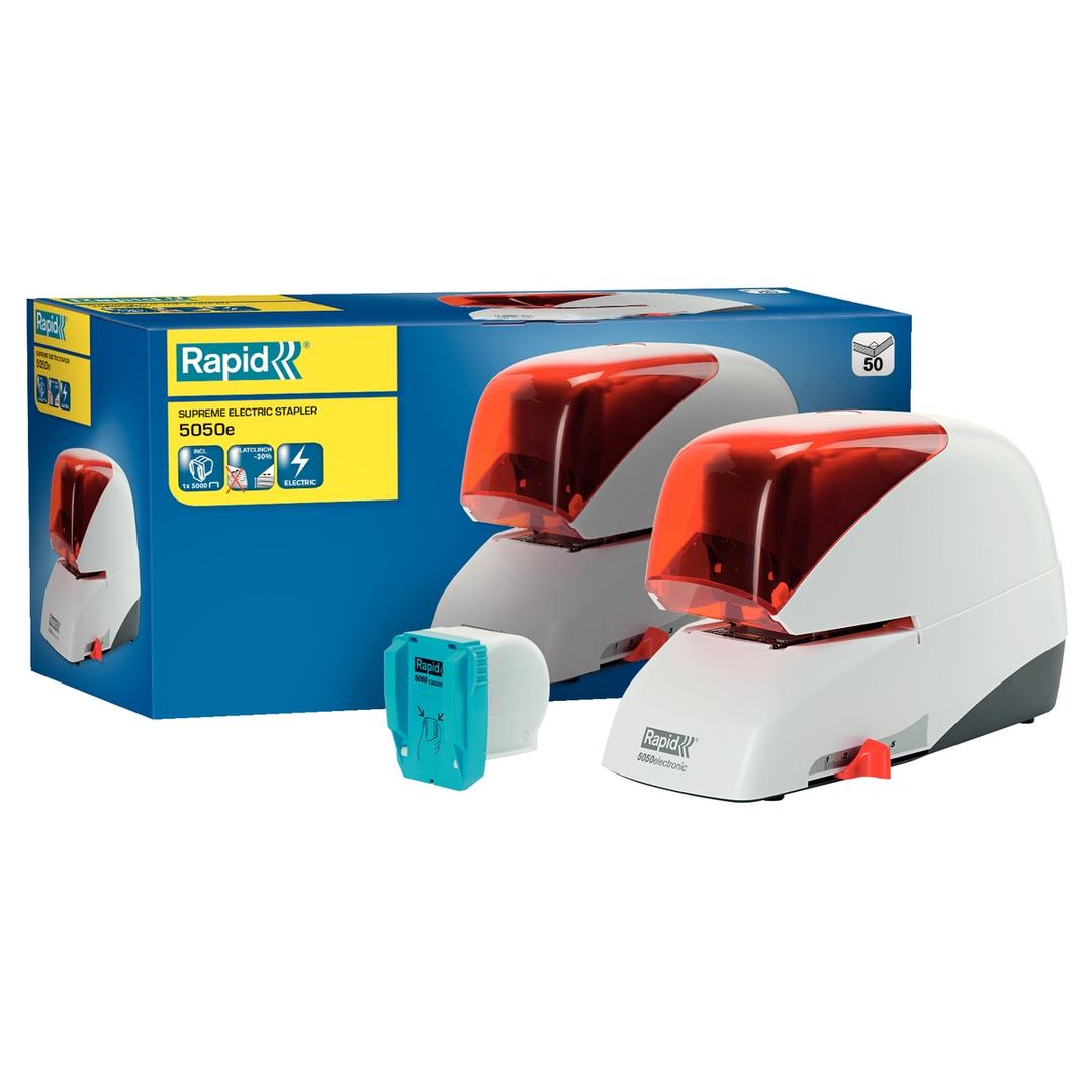 Agrafeuse électrique 5050E (argent et orange) RAPID — Packaging