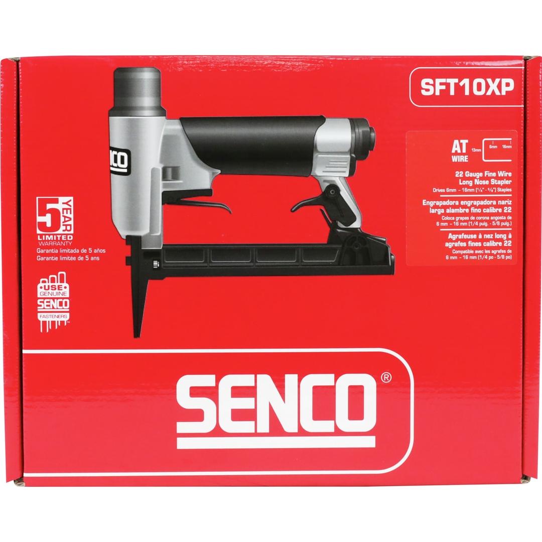 Agrafeuse pneumatique SFT10XP AT BEC LONG SENCO — Agrafeuse SENCO SFT10XP AT bec long 6-16 mm dans son carton rouge fermé, pastille garantie 5 ans
