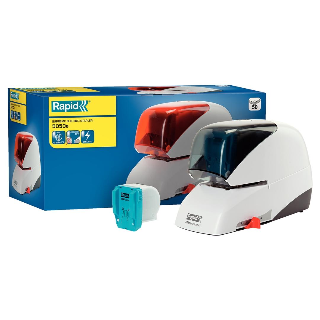 Agrafeuse électrique 5050E (blanche et noire) RAPID — Packaging