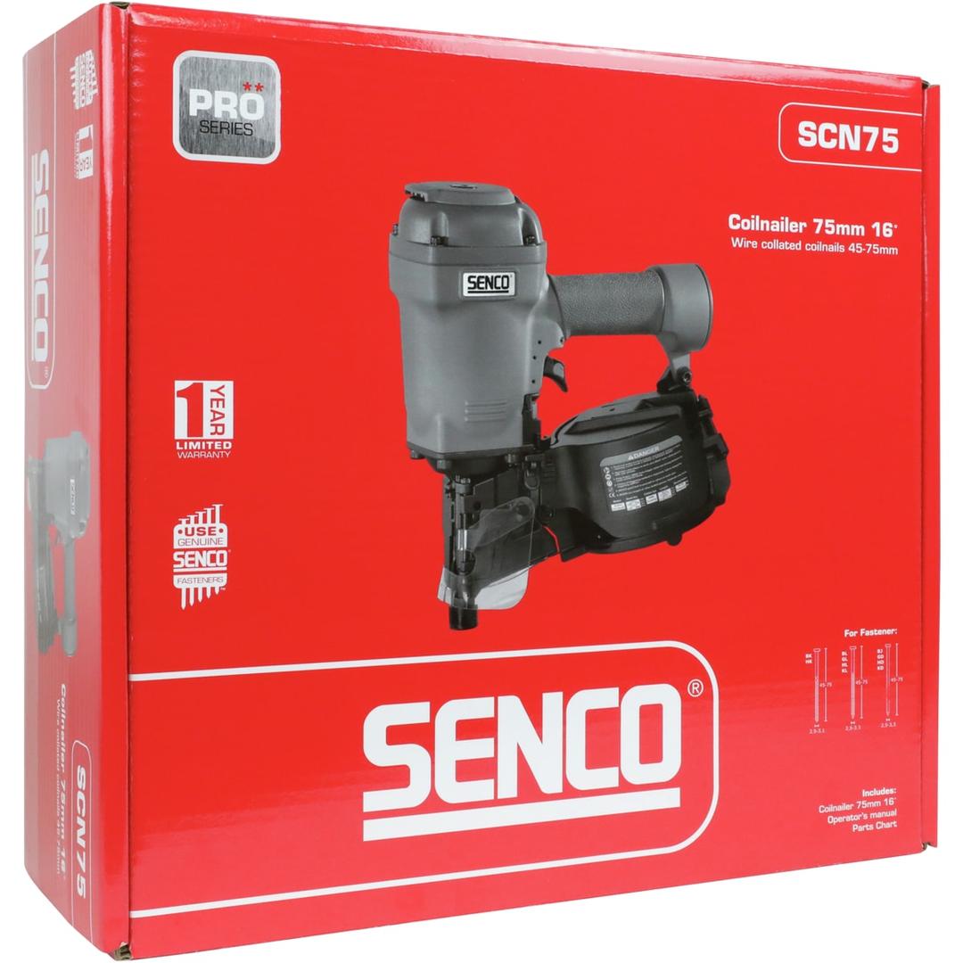 Cloueur à rouleau pneumatique, 45 à 75 mm SCN75 SENCO - Cloueur à rouleau SENCO SCN75 45-75 mm dans son carton rouge Pro Series à clous en rouleau