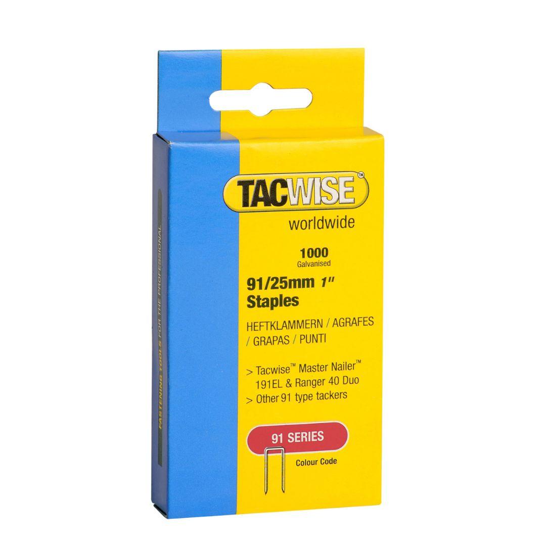 Agrafes 91/25 mm divergent point x1000 TACWISE — TACWISE Agrafes 91/25 mm divergent point, boîte de 1 000 — packshot