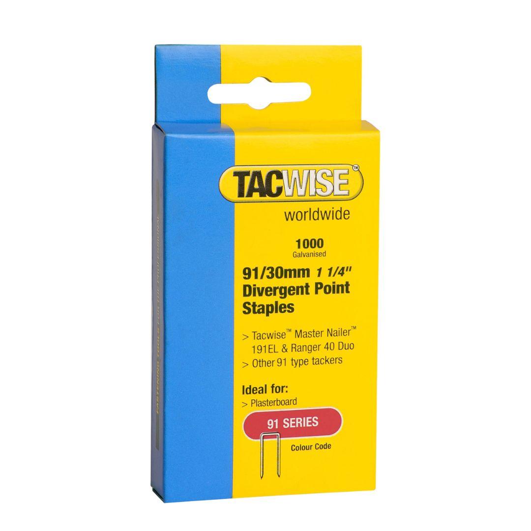 Agrafes 91/30 mm divergent point x1000 TACWISE — TACWISE Agrafes 91/30 mm divergent point, boîte de 1 000 — packshot