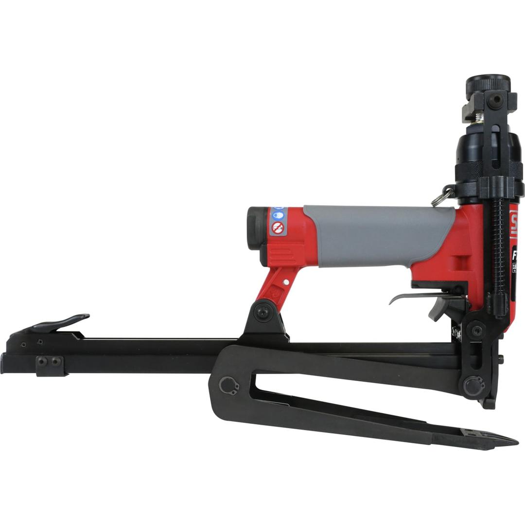 Agrafeuse long bras pneumatique F75LXP SENCO — Agrafeuse SENCO F75LXP à long bras d'enclume, de profil bras vers la gauche et gâchette pneumatique