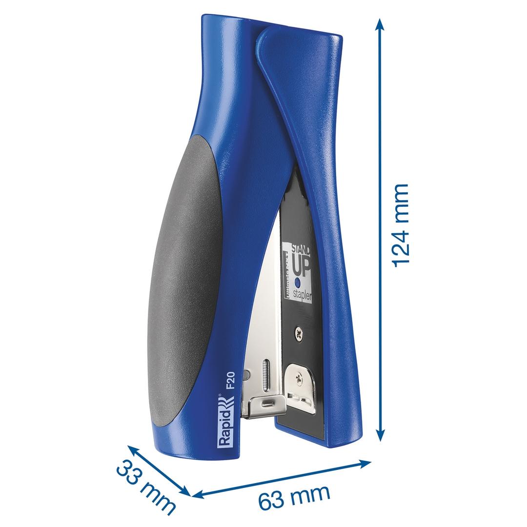 Agrafeuse manuelle de table Agrafeuse StandUp Fashion Ultimate F20 bleu RAPID — Dimensions