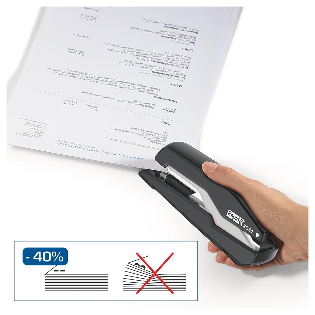 Agrafeuse manuelle de table Agrafeuse Supreme SO60 Omnipress noir/gris RAPID — Caractéristiques