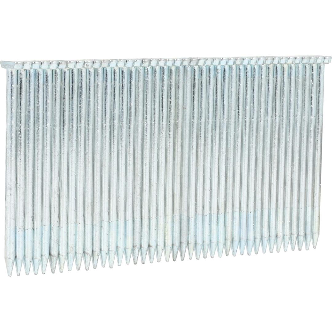 Clous T béton trempés galvanisés PH23AIA 2,2x57 mm SENCO — Bande de clous T béton SENCO 2,2x57 mm galvanisés, de trois quarts sur fond blanc