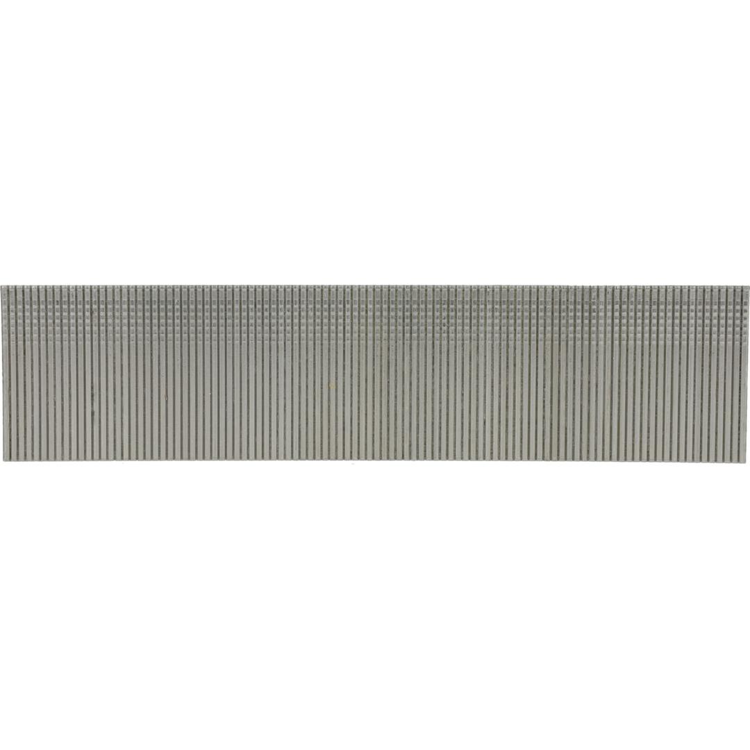 Pointes 18G tête fine inox A2 AY13EGA 1,2x25 mm SENCO — Brads SENCO G18 tête 1,65 de 25 mm inox, bande compacte de tiges grises, vue de face à plat