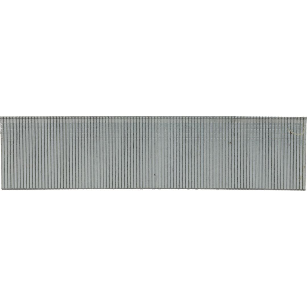 Pointes 18G tête fine galvanisées AY17EAAP 1,2x38 mm SENCO — Brads SENCO G18 tête 1,65 de 38 mm galvanisés, bande compacte gris argenté, vue de face à plat