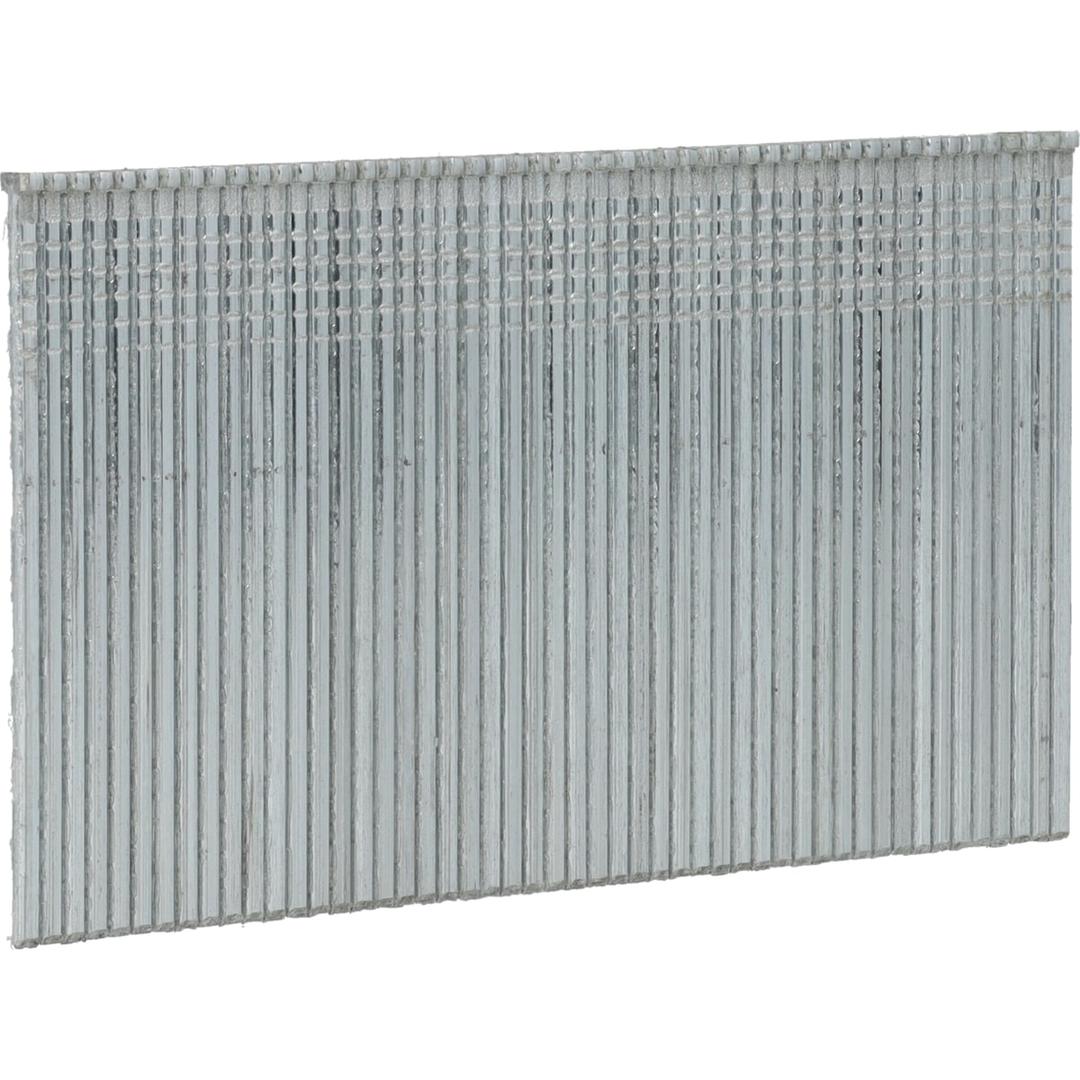 Clous de finition 16G bande droite tête moyenne galvanisés RX21EAA 1,6x50 mm SENCO — Brads SENCO RX 1,6 x 50 mm galvanisés, bande droite de trois quarts, bandeau de têtes en haut