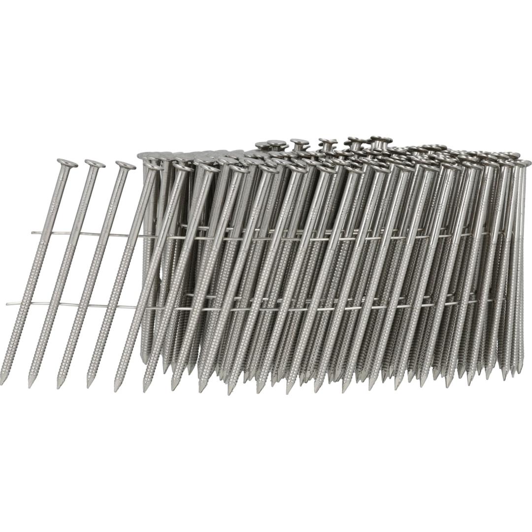 Clous en rouleau plats 16° annelés inox A4 EL19AUBHR 2,3x45 mm SENCO — Rouleau de clous SENCO inox 316 2,3 x 45 mm annelés, fils métal clair, de trois quarts