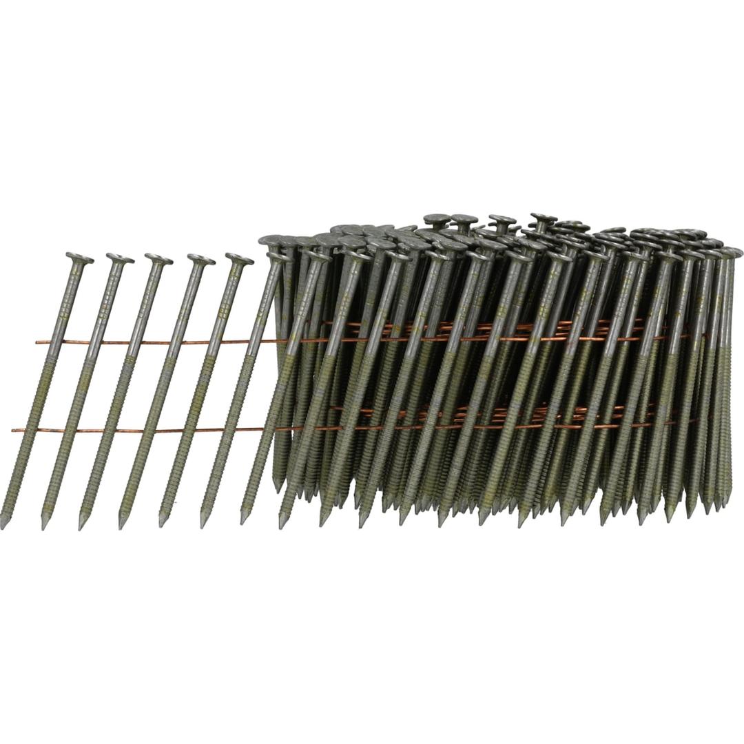 Clous en rouleau plats 16° annelés clair BL21APBFN 2,5x50 mm SENCO — Rouleau de clous SENCO 2,5 x 50 mm annelés, têtes plates et fils cuivre, de trois quarts