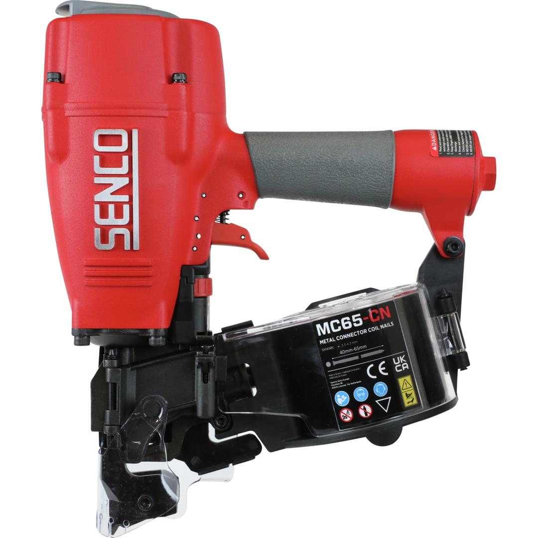 Cloueurà rouleau 16° pneumatique Sabot MC65-CN SENCO — Cloueur à rouleau pour sabots SENCO MC65-CN 40-65 mm de trois quarts, nez métallique à sabot