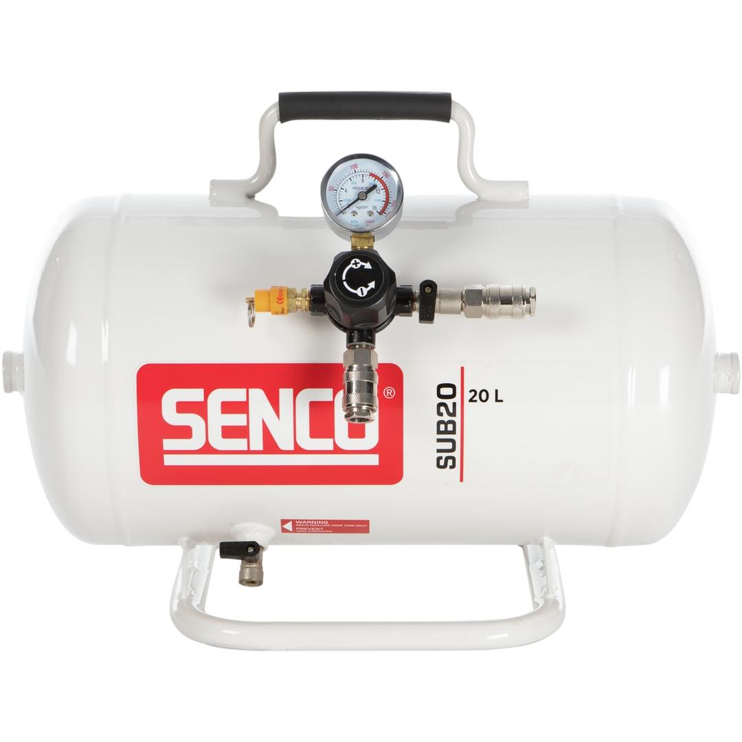 Cuve additionnelle SENCO SUB20 - 20 l SENCO — Cuve additionnelle SENCO SUB20 20 l de face, manomètre, régulateur noir et deux raccords rapides