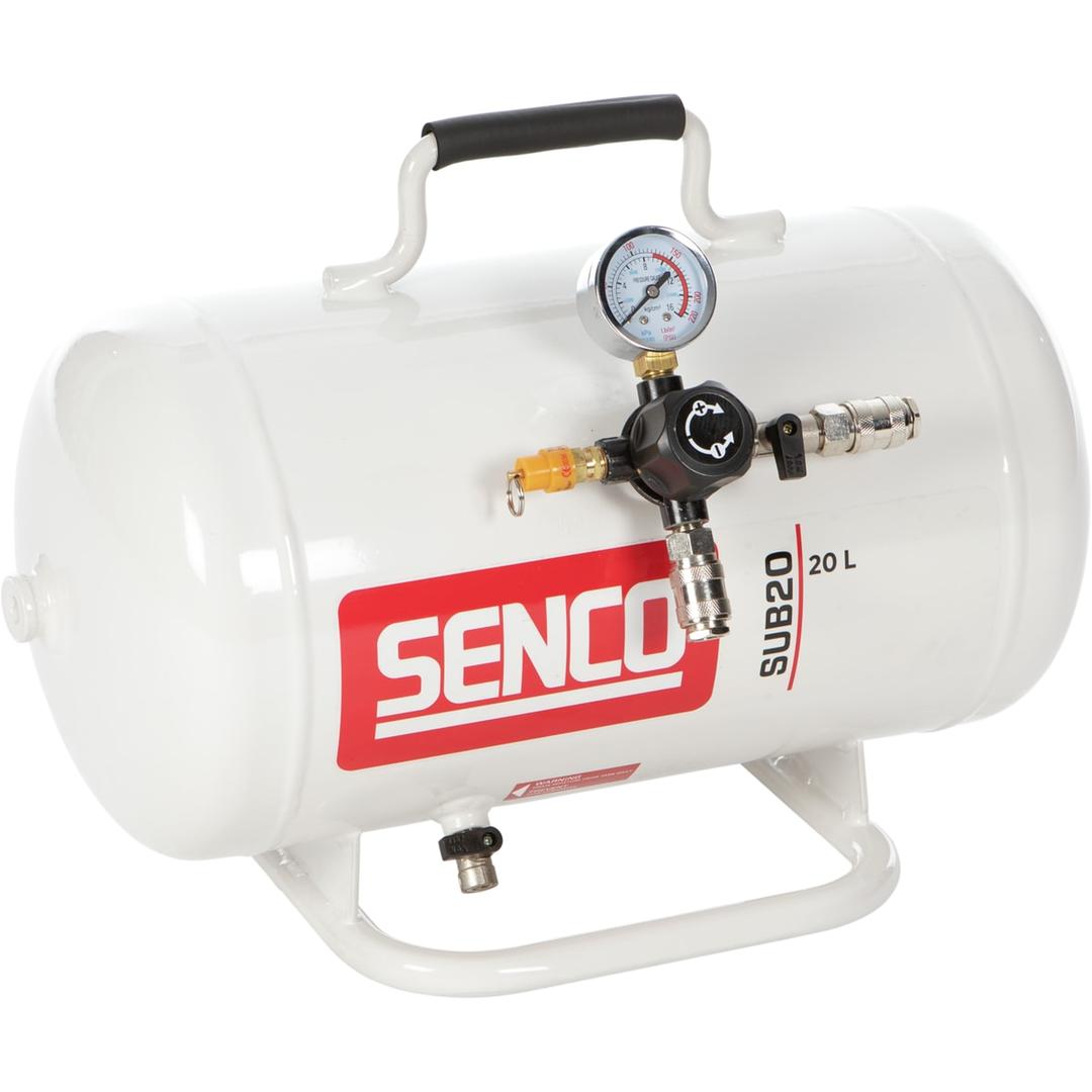 Cuve additionnelle SENCO SUB20 - 20 l SENCO — Cuve additionnelle SENCO SUB20 20 l de trois quarts en plongée, robinet de purge et berceau tubulaire