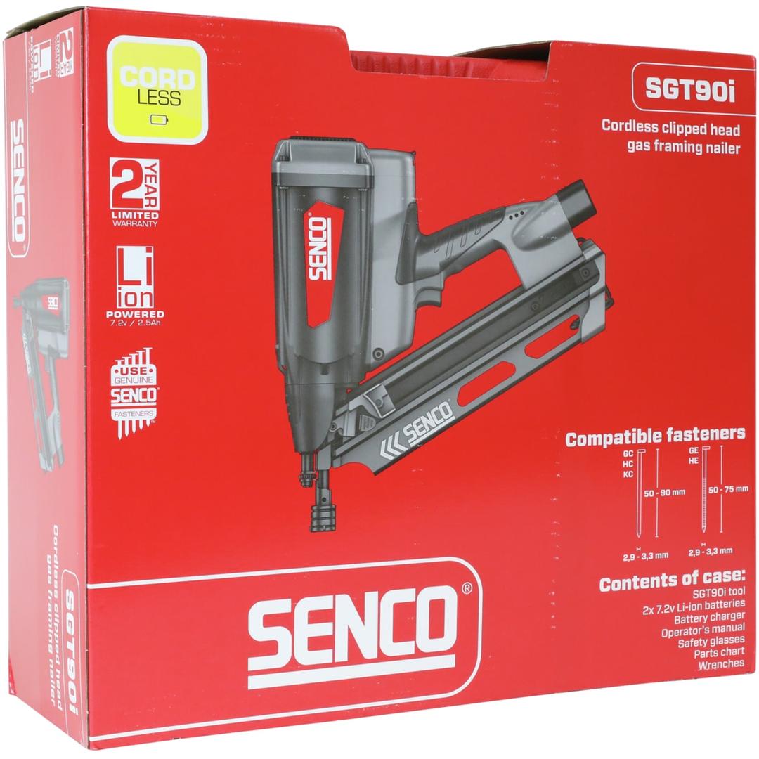 Cloueur autonome à gaz SGT90i SENCO — Cloueur à gaz SENCO SGT90i 50-90 mm dans son carton rouge fermé, garantie 2 ans