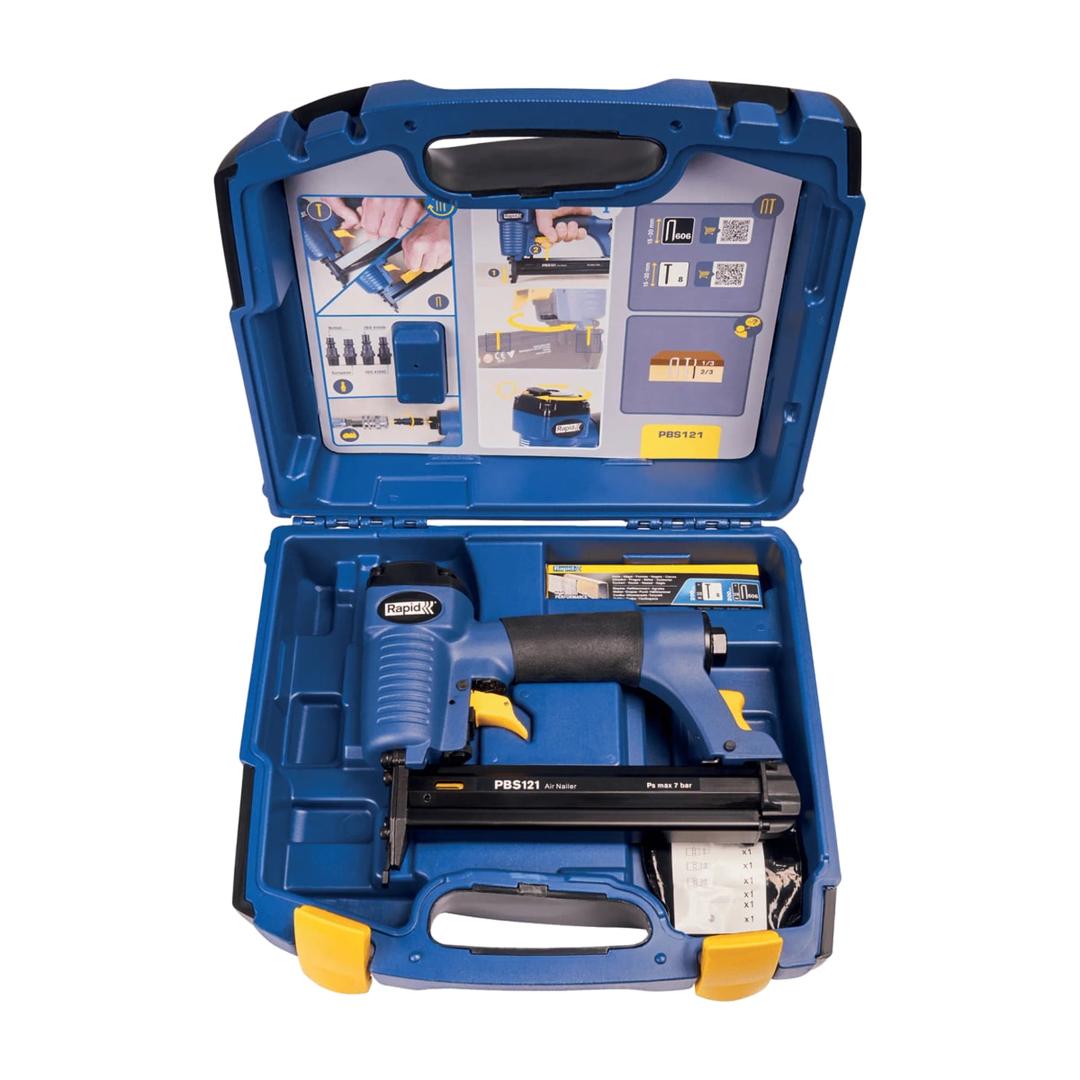Agrafeuse-cloueuse pneumatique PBS121, bleu/jaune RAPID TOOLS — Rapid Agrafeuse/cloueuse à air comprimé PBS121, bleu/jaune, vue détaillée 3