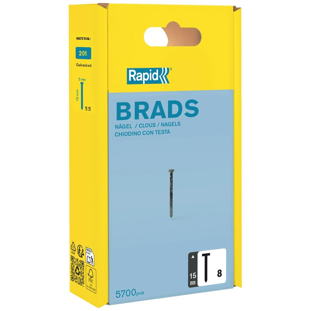 Pointes (brads) 18 G, fil 1,25 x 0,95 mm, tête 2 mm N° 8, 15 mm, boîte de 5 700 RAPID TOOLS - Rapid Pointe no. 8, 15 mm, galvanisé, grand paquet, vue détaillée 2