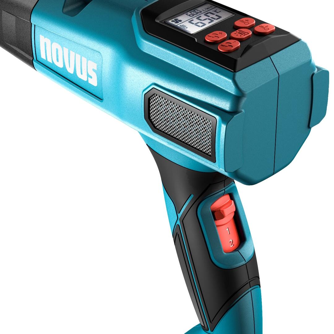 Pistolet à air chaud 2 200 W H-550 Pro NOVUS — NOVUS pistolet à air chaud H-550 Pro — gros plan sur les réglages