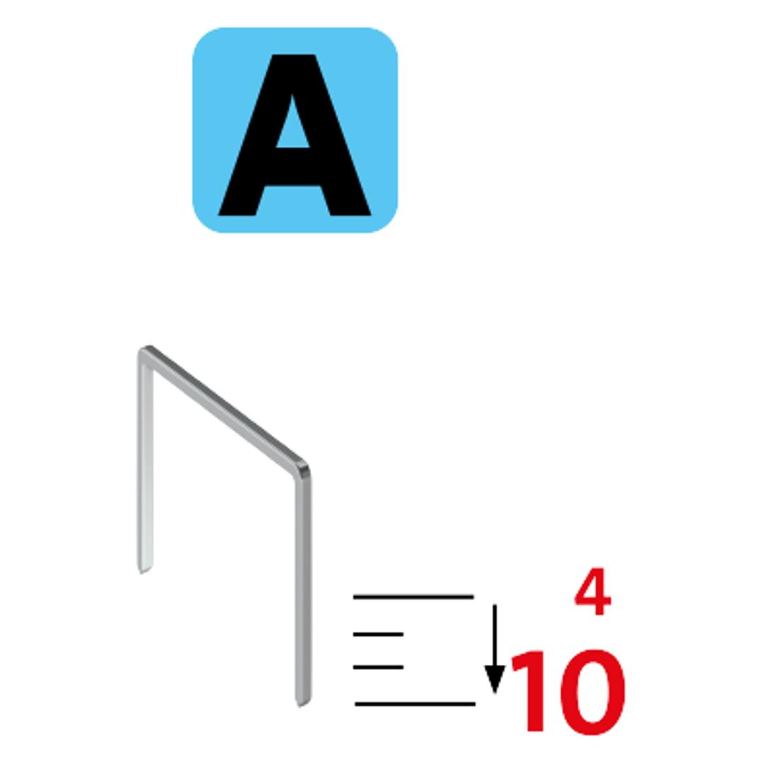 Agrafeuse manuelle J-13 NOVUS — NOVUS agrafeuse manuelle J-13 — pictogramme de l'agrafe type A avec repère de longueur 4 à 10