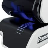 Agrafeuse électrique de bureau 25 feuilles à cassette Supreme 5025E, coloris blanc RAPID - Guidage lumineux à DEL de l'agrafeuse électrique Rapid Supreme 5025E blanche.