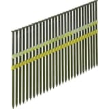 Clous en bande 21° annelés clair ML65APBS 3,8x130 mm SENCO — Clous SENCO 21° 130 mm annelés clair, bande à tête ronde et double liaison blanche et jaune