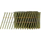 Clous en rouleau plats 16° lisses clair BD25APBF 2,5x65 mm SENCO — Clous SENCO 2.5 x 65 mm lisses finition claire, rouleau complet et amorce de bande dépliée sur fond blanc