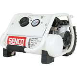 Compresseur AC8305 SENCO — Compresseur SENCO AC8305 de trois quarts, raccord rapide, molette noire et moteur à grille ronde