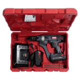 Visseuse en bande sur batterie DURASPIN DS525-18V SENCO — Coffret SENCO DS525-18V ouvert : visseuse en bande, chargeur, batterie, deux embouts et notice