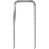 Agrafes moyennes M13BAB - 25mm 5M SENCO — Agrafe SENCO M 25 mm galvanisée seule, pattes longues et pointues, colle jaune, de face sur fond blanc
