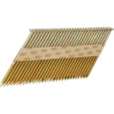 Pack gaz & clous en bande 34° annelés zingués 12µ GE51AXBKR-FC 2,87x50 mm & gaz PC1308P SENCO — Clous SENCO D34° 2,8 x 50 mm annelés zingués en bande papier, têtes pleines rondes sur fond blanc