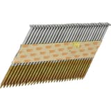 Pack gaz & clous en bande 34° annelés clair HE59APBKR-FC 3,1x90 mm & gaz PC1308P SENCO — Bande de clous SENCO D34° 3,1x90 mm annelés à fûts dorés, de trois quarts sur fond blanc