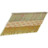 Clous en bande 34° lisses zingués 12µ GC54AXBKR 2,87x60 mm SENCO — Bande de clous SENCO D34° 2,8x60 mm lisses galvanisés EZ 12 µ, fûts dorés et têtes rondes
