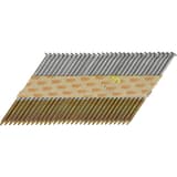Clous en bande 34° annelés clair HE58APBKR 3,1x80 mm SENCO — Clous SENCO D34° 3,1x80 mm annelés en bande, hauts brillants et fûts dorés annelés