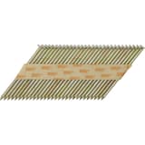 Clous en bande 34° lisses galvanisés EC51AABKR 2,3x50 mm SENCO — Clous en bande SENCO D34° 2,3x50 mm galvanisés dorés, bandelette kraft, de trois quarts sur fond blanc