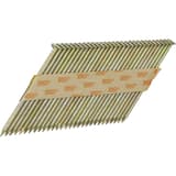 Clous en bande 34° lisses galvanisés EC51AABKR 2,3x50 mm SENCO — Clous SENCO D34° 2,3x50 mm lisses galvanisés, têtes rondes dorées, vue de trois quarts plus inclinée