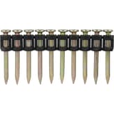 Clous acier et béton standard lisses galvanisés SCP2732 2,7x32 mm SENCO — Clous béton SENCO 2,7 x 32 mm galvanisés jaune en bande sur guide plastique noir, de face