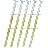 Clous en rouleau plats 16° annelés zingués 12µ BL22AXBF 2,5x55 mm SENCO — Clous SENCO 2,5 x 55 mm annelés zingués, têtes plates argentées, en gros plan sur fond blanc