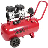 Compresseur AC20250BL sans huile SENCO — Compresseur SENCO AC20250BL sans huile de trois quarts, moteur bicylindre noir et alu, robinet de purge