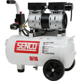 Compresseur SENCO AC12824 discret sans huile SENCO — Compresseur SENCO AC12824 sans huile de trois quarts, manostat à bouton rouge et poignée tubulaire