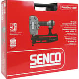 Cloueur pneumatique FINISHPRO 16XP SENCO — Cloueur SENCO FinishPro 16XP 32-65 mm dans son carton rouge à poignée noire, garantie 5 ans