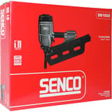 Cloueur bande 21° pneumatique SN1602 - 160mm SENCO — Cloueur SENCO SN1602 bande 21° 160 mm dans son carton rouge fermé imprimé du cloueur de charpente