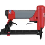 Agrafeuse pneumatique SFT10XP C SENCO — Agrafeuse SENCO SFT10XP C 4-16 mm de profil côté opposé, nez à droite et pastilles pictogrammes