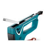 Agrafeuse manuelle J-25 NOVUS — NOVUS agrafeuse manuelle J-25 — barrette engagée dans le rail ouvert, marquage A Typ 53 / J Typ 51