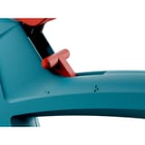 Agrafeuse manuelle J-17 NOVUS — NOVUS agrafeuse manuelle J-17 — détail du loquet rouge et des repères moulés moins et plus