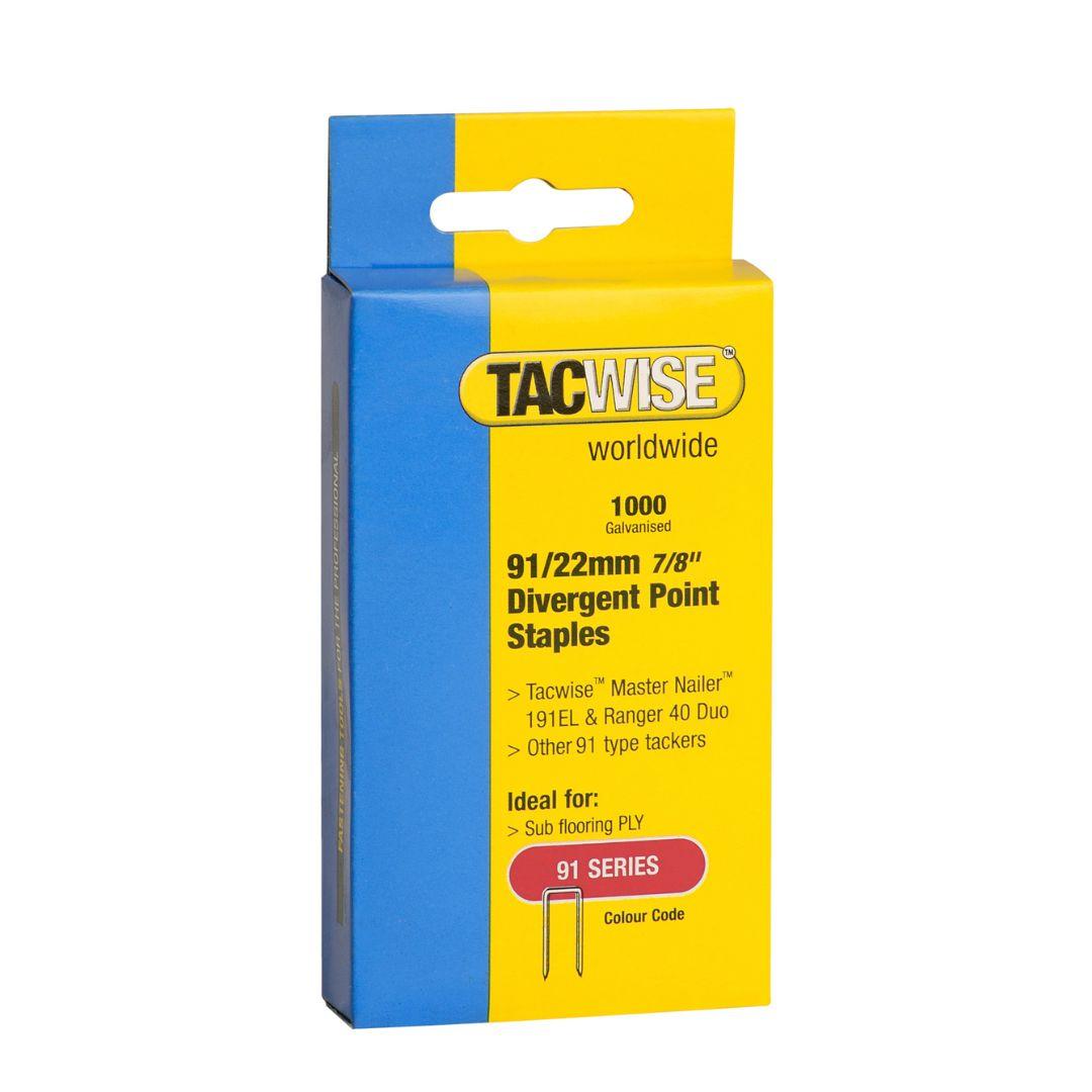 TACWISE Agrafes 91/22 mm divergent point, boîte de 1 000 — packshot